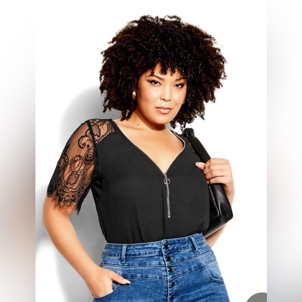 CITY CHIC Botanical Lace Top - black. New without tags.